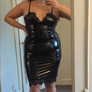 Latex Lace Dress with Zipper Back.